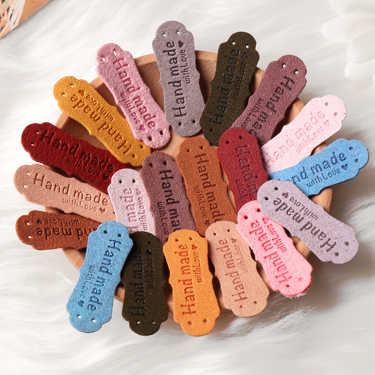 

5//100pcs Microfiber Labels Pu Sew On Tag Embossed Tag Embellishment Crochet Knit Diy Shoes Hat Labels Diy Making