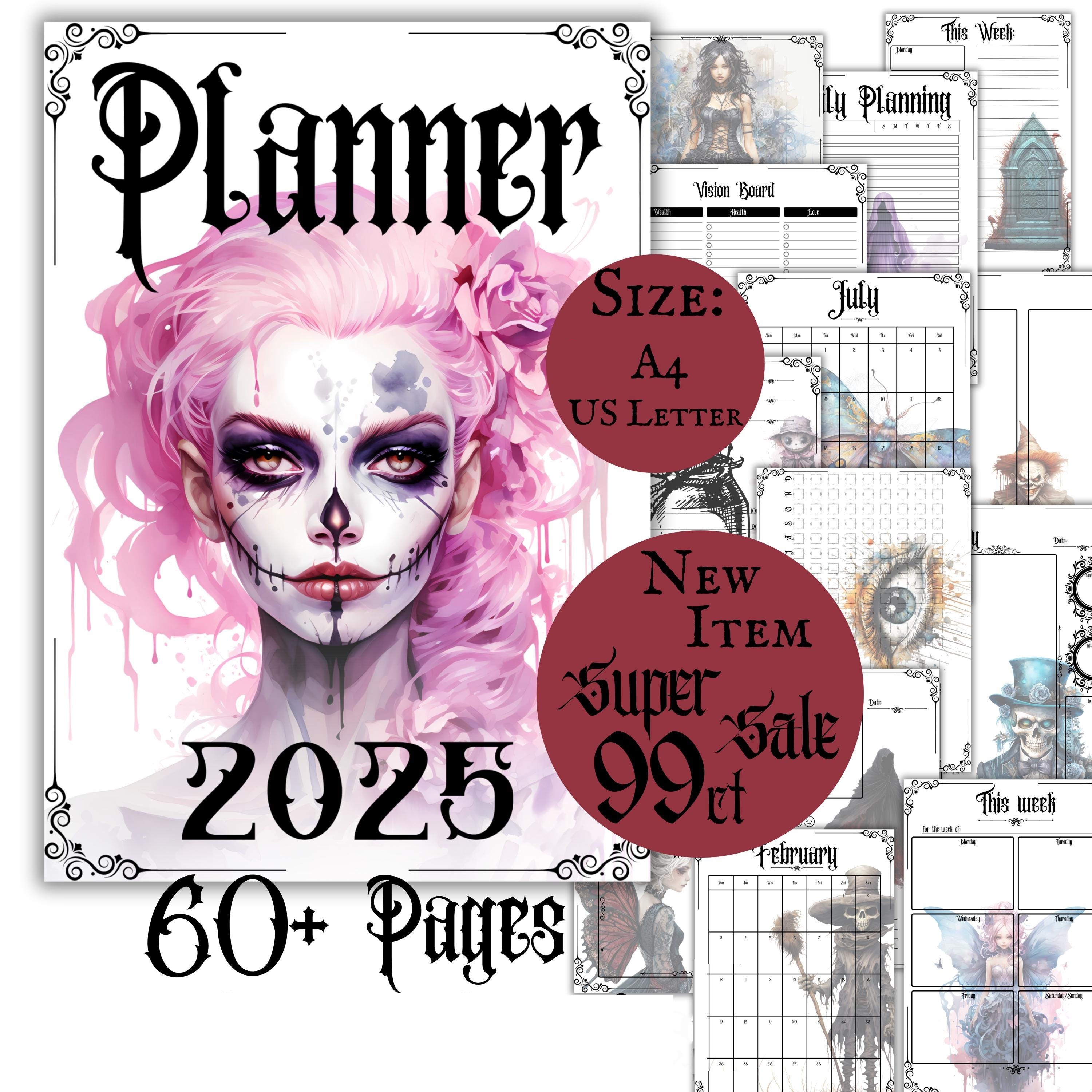 

1pc 2025 Gothic Witchy Planner, A4 Size, Pagan Calendar, Adult With Weekly & Daily , English Language, Theme Stationery, For Halloween