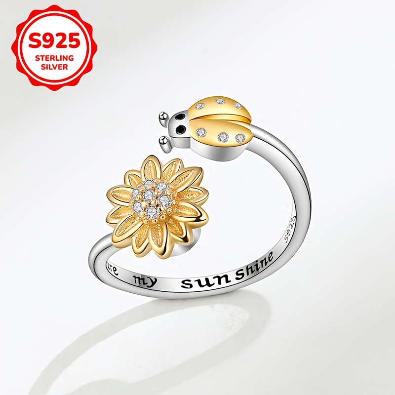 Women's Flower Rotatable Decompression Ring Sunflowe
