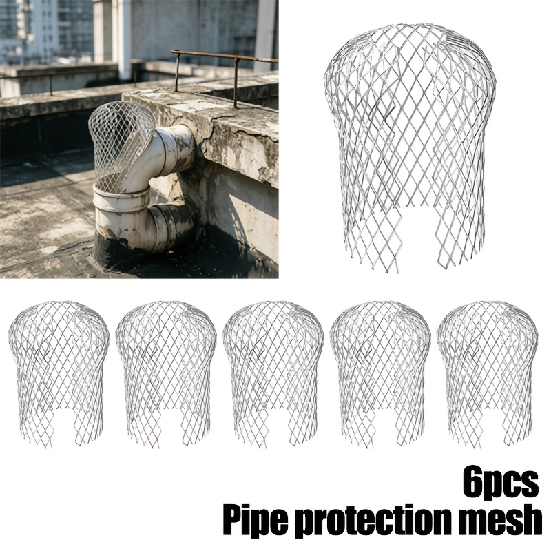 TEMU 6pcs Gutter - Round Heavy-downspout Guard With Open Mesh, Prevents Clogging From Leaves & - Ideal For Homeowners & Property Managers - Essential