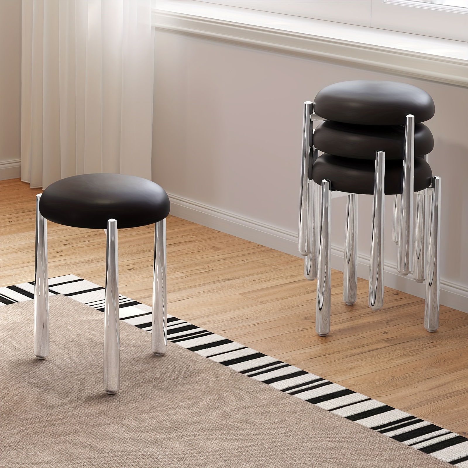 TEMU Bar Counter Chairs, Stacking Chairs, Chairs, Fashionable Tube Chairs, Cute Makeup Chairs, Kitchen Chairs, Multifunctional Bench Tables, With