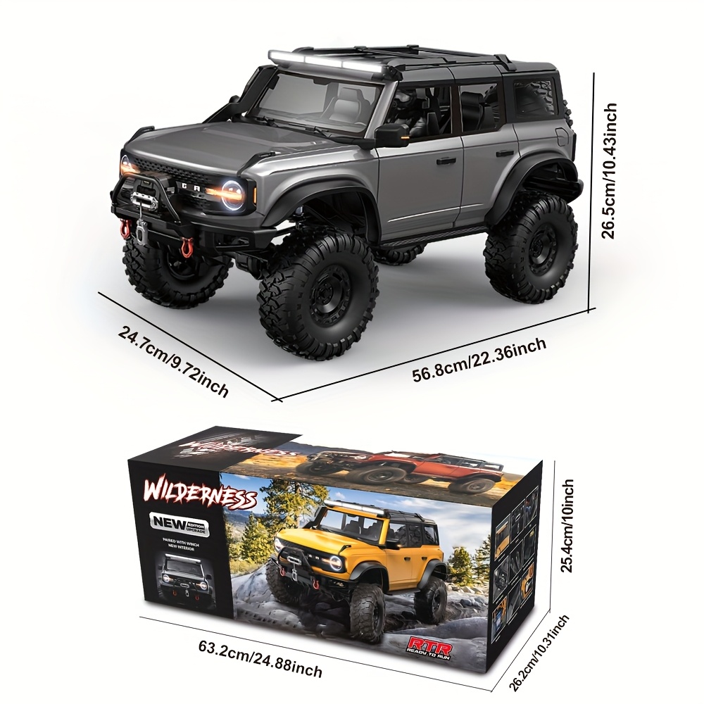 1/10 Scale RC Crawler with LED Lights & Winch - 4x4 Off-Road Remote Control Truck, High/Low Speed, RTR Rock Buggy with, Compatible with, for Adults &, Off-Road Racing - Ideal Gift for RC Car Enthusiasts, Outdoor Adventure, Aggressive Design, Sturdy Construction