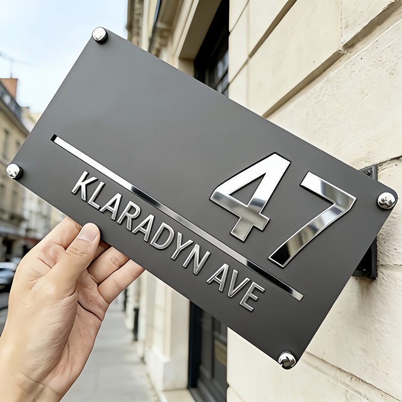 TEMU Personalized Laser-engraved Acrylic House Number Sign – Customizable & Address, Suitable For Indoor Spaces, Outdoor Patios, , Streets &