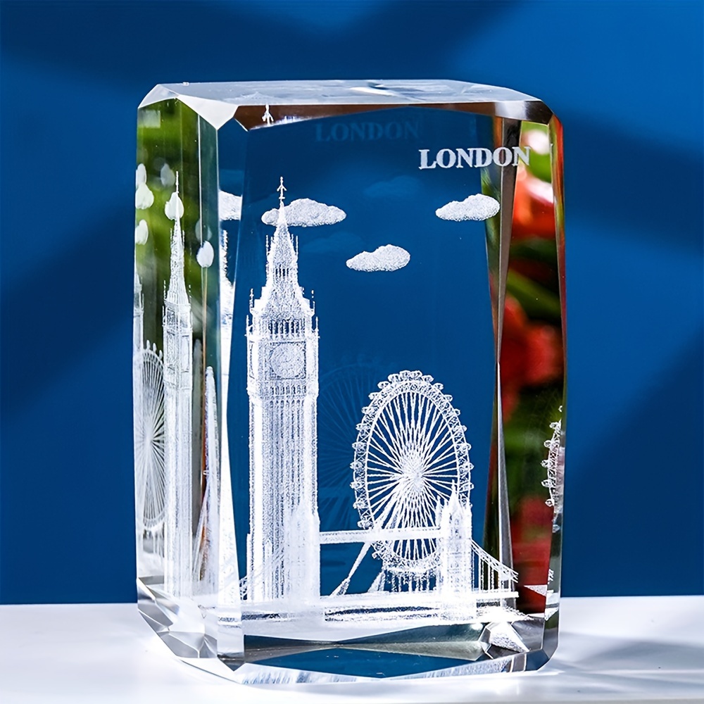 

Classic Glass Cube : Big Ben, Wheel, Tower Bridge - Perfect For Christmas, Valentine's Day, Father's Day, Mother's Day, Graduation - No Electricity Required