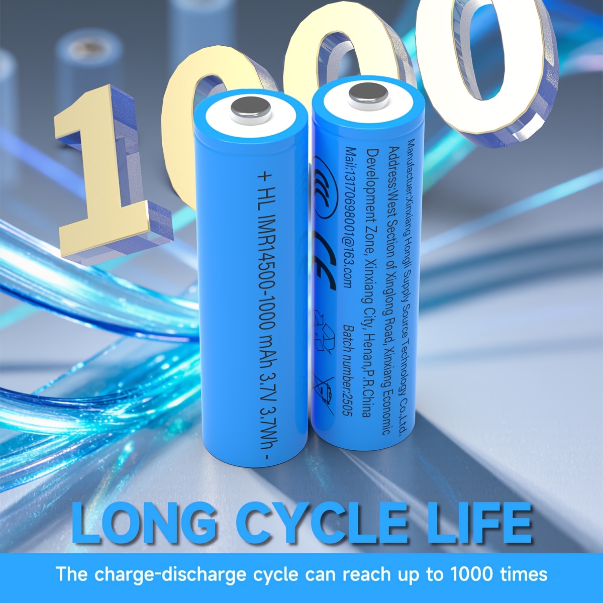 rechargeable lithium battery 14500 1000mah