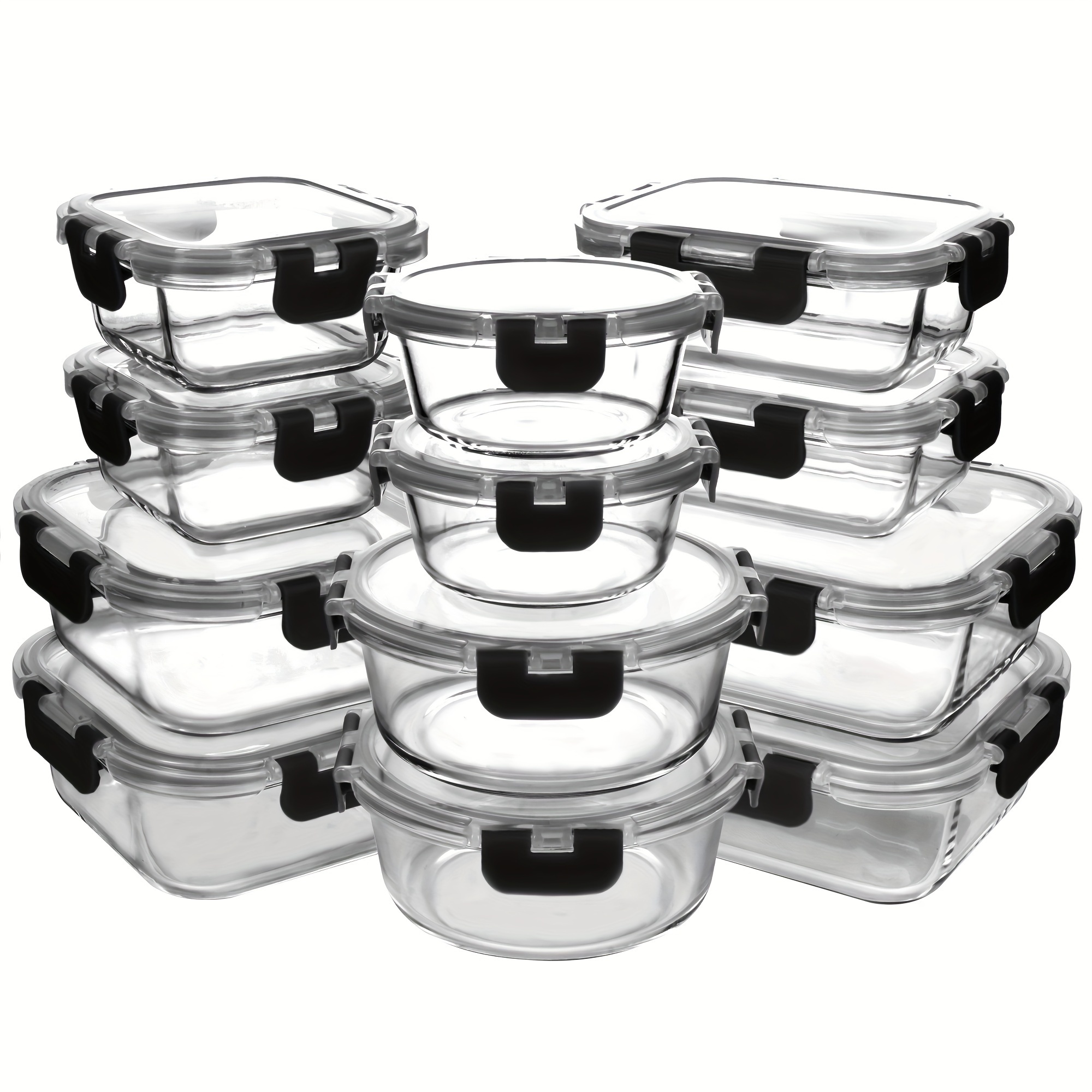 

12 Pack Glass Food Storage Containers, Glass Meal Prep Containers With Airtight Lids, Dishwasher Safe