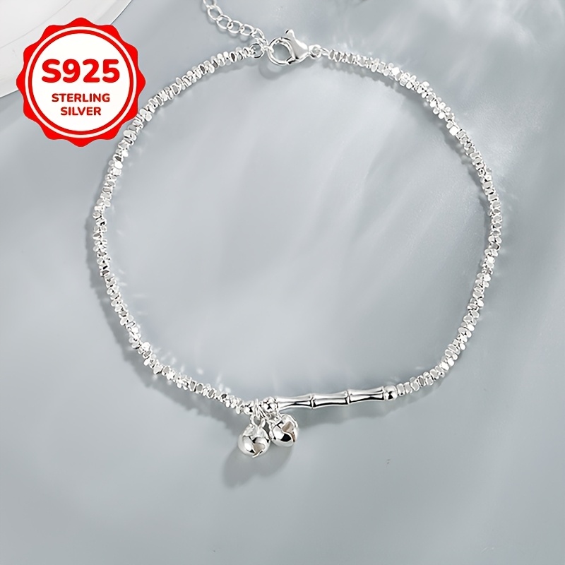 925 Sterling Silver Irregular Broken Bell Beaded Bracelet