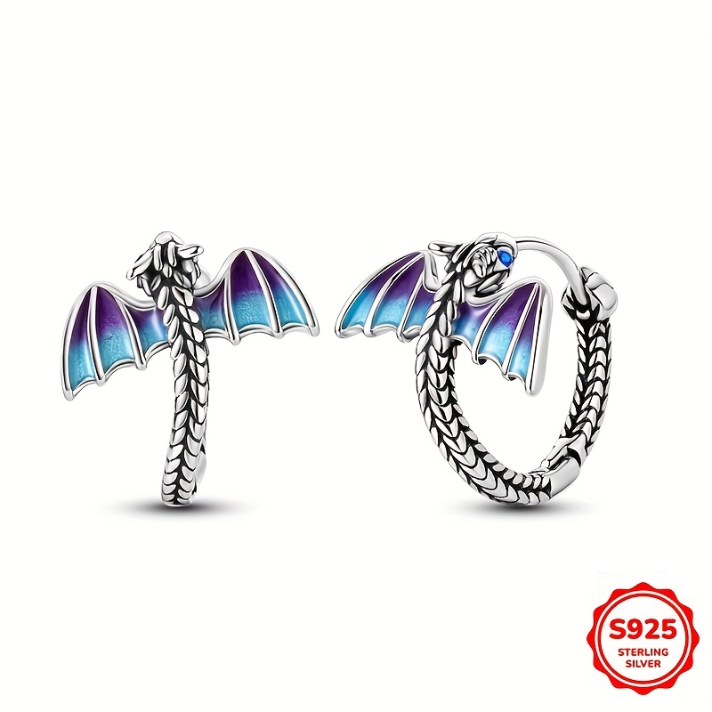 Vintage 925 Sterling Silver Hoop Earrings with Purple Gemstones