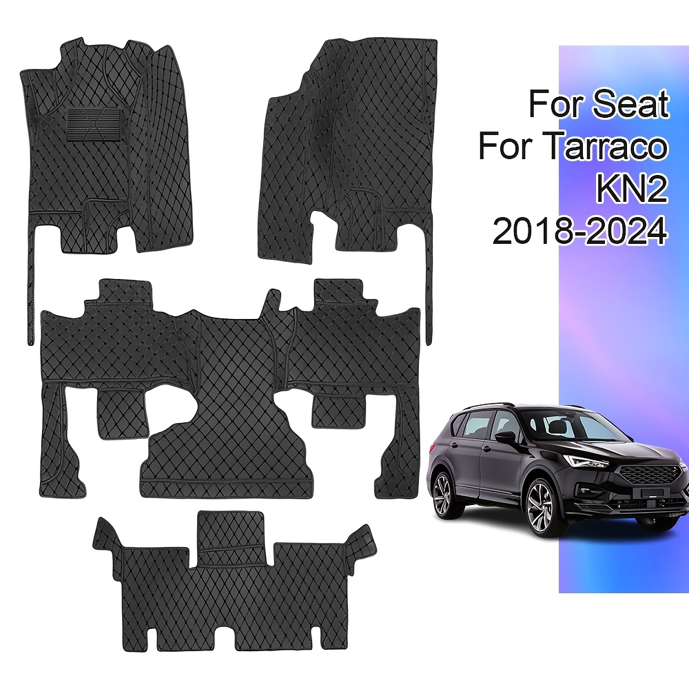 Image of For Seat For Kn2 2018-2024 7-seater Car Floor Mats, Faux Pu Faux Pu Leather Protection Mats Durable, Soft, Comfortable, Suitable For Car Interior Additions - Car Decorations - Black