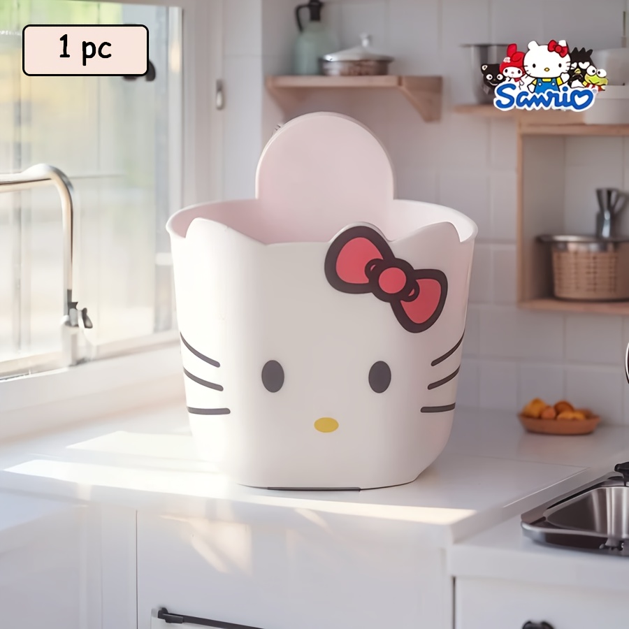 1pc Sanrio Hello Kitty Suction Cup Wall Organizer - Pink Multifunctional Bathroom & Kitchen Storage Rack, Durable Plastic Water-Draining Design, No Tools Needed, Cute Home Decor Gift, Hello Kitty Bathroom Decor, Kitchen Utensil Holder, Decorative Storage, Easy Installation