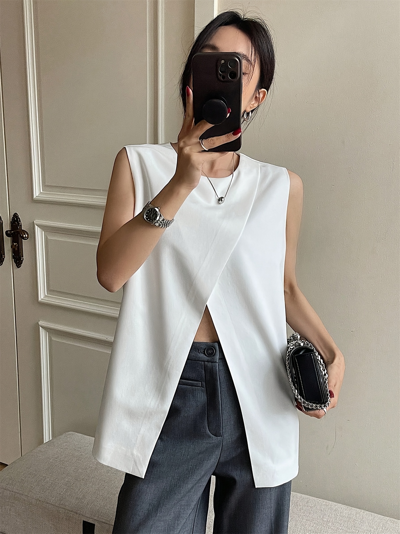 colete de chef sem para mulheres top de - Temu Brazil, image size:800x1067