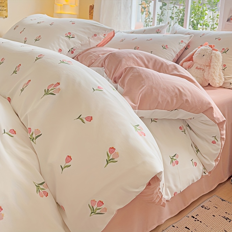 Image of -soft Printed Duvet Cover Set, 3pcs Fresh Pastoral Style, Suitable For Bedrooms And Guest Rooms, , *1 Duvet Cover + 2 Pillowcases, *does Not Filler