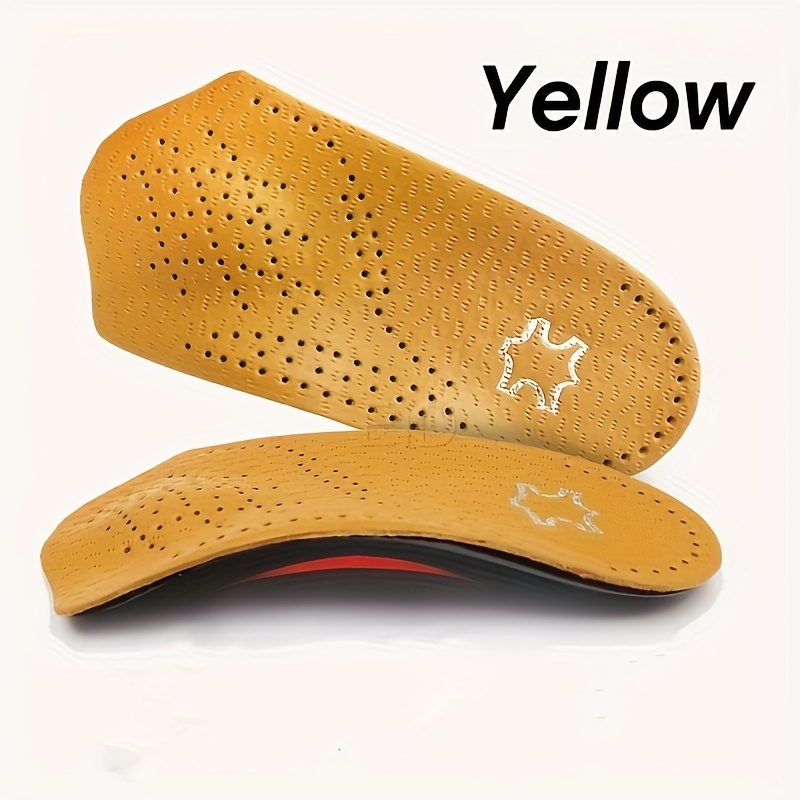 Image of 2pcs Of Arch Support Insoles, Yellow Faux Leather Arch Half Pad, Invisible Anti-slip Thick Arch Half Pad For Men And Women