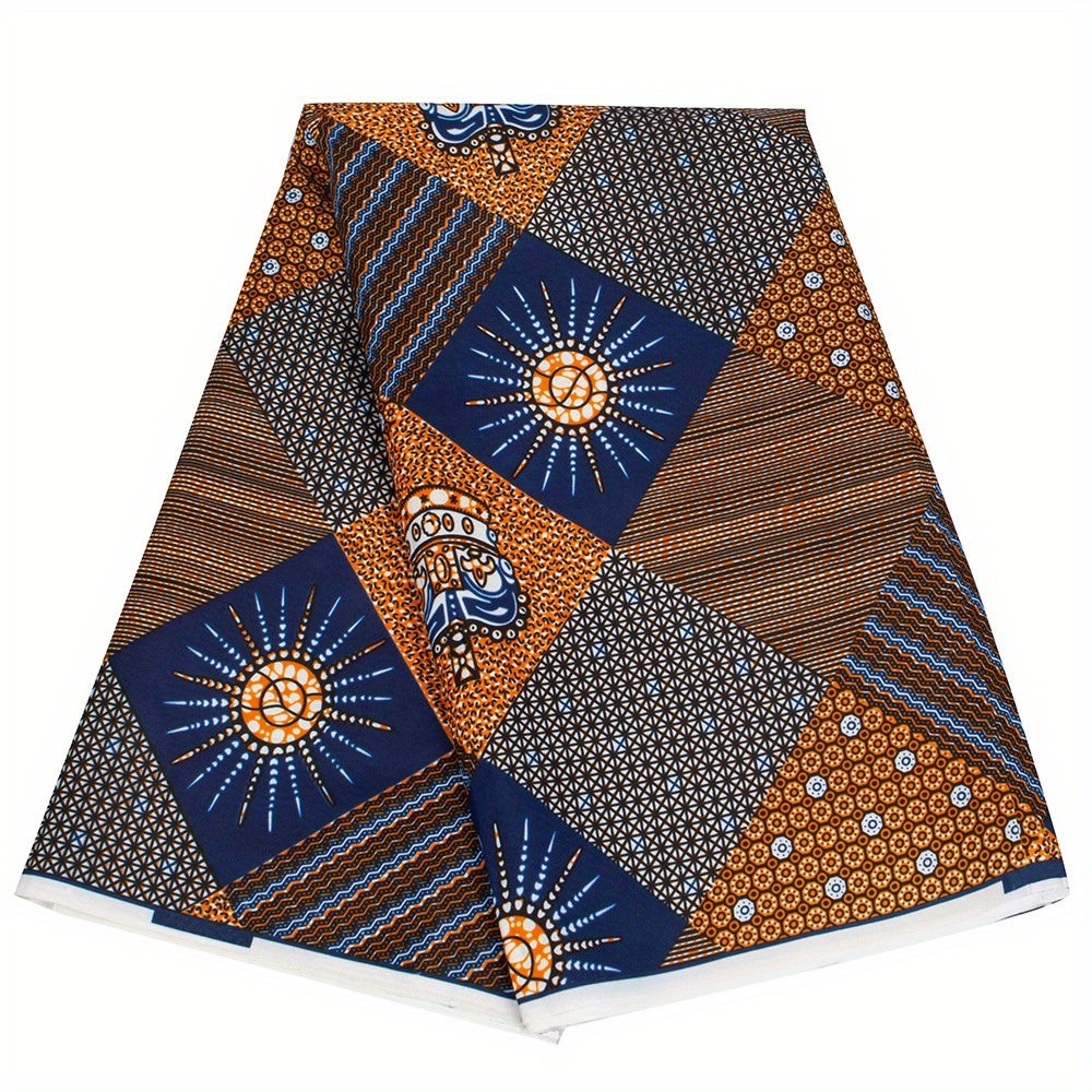 39.3x43.3inch (100x110cm) Vibrant Geometric Pattern African Wax Print Fabric - Double-sided Polyester Material For Decoration, Ankara-, Reversible, Durable, And Easy To Care