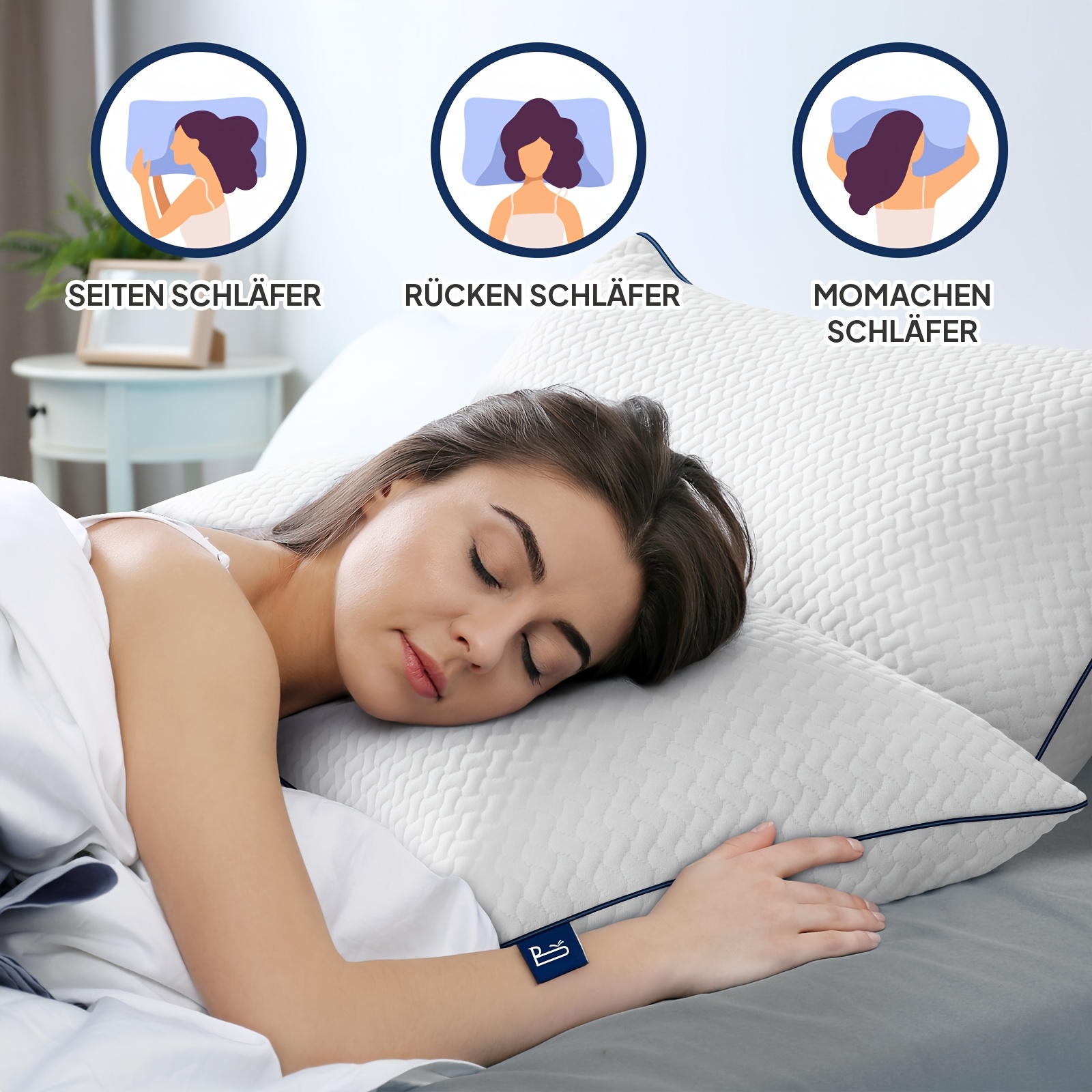 Image of 2pcs Set Of Pillows: 40×80cm And 80×80cm - Bed Pillows And Decorative Pillows - Polyester Filled Pillows - Sofa Pillows - Ornamental Pillows For Couch And Sofa - Washable Up To 40° - White