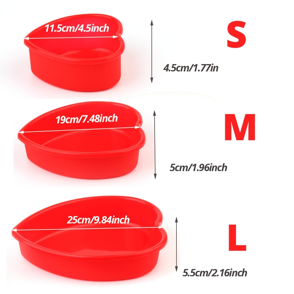3pcs Silicone Heart Cake Pan Set, 3 Pans 4/7/9 Inches, For Valentine&;s Day, Wedding, Birthday Anniversary, Cake Mold