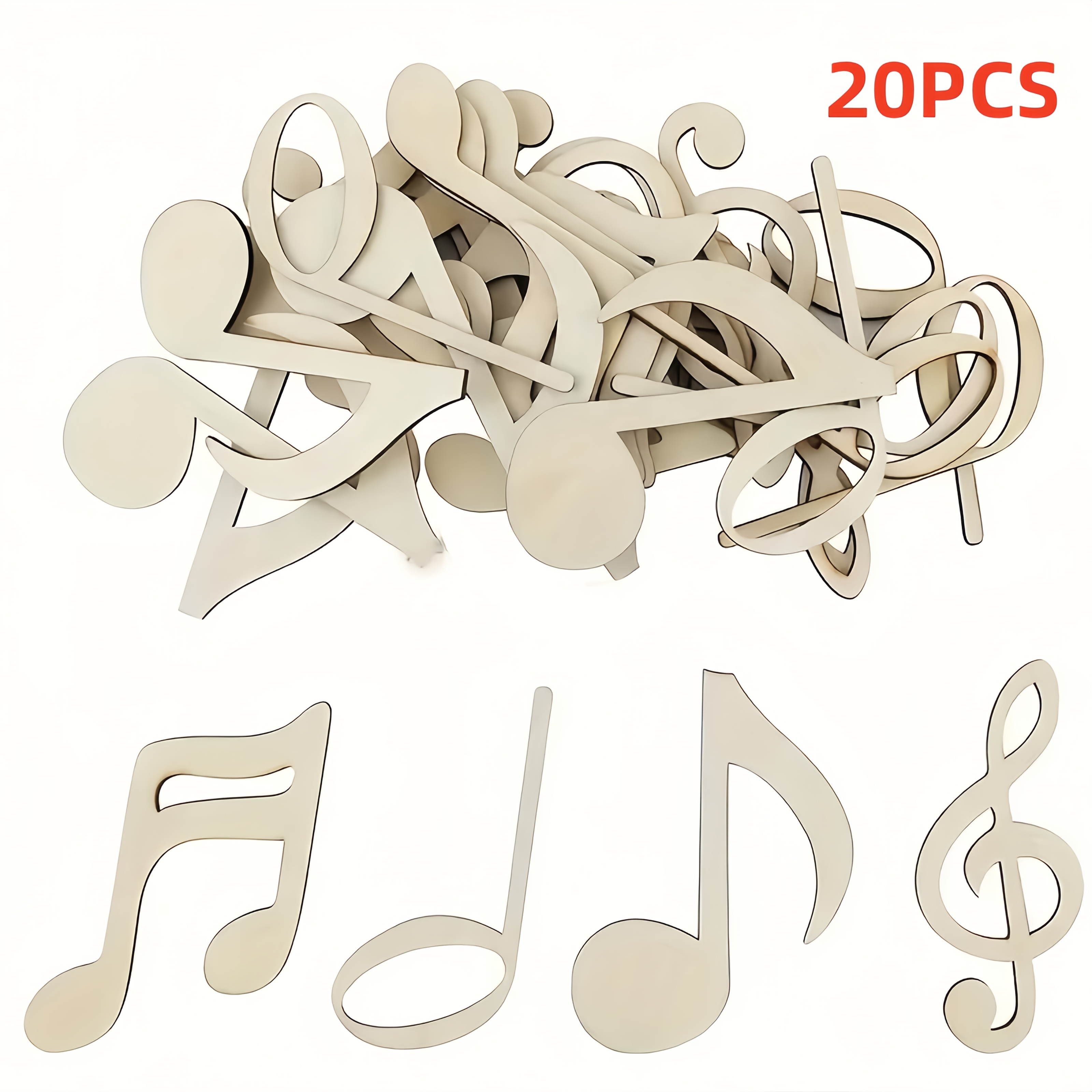 Image of 20pcs Mixed Wooden Note Decorative Wood , Diy Crafts, Home Party Decorations, Suitable For Art Walls And Photo Arrangements