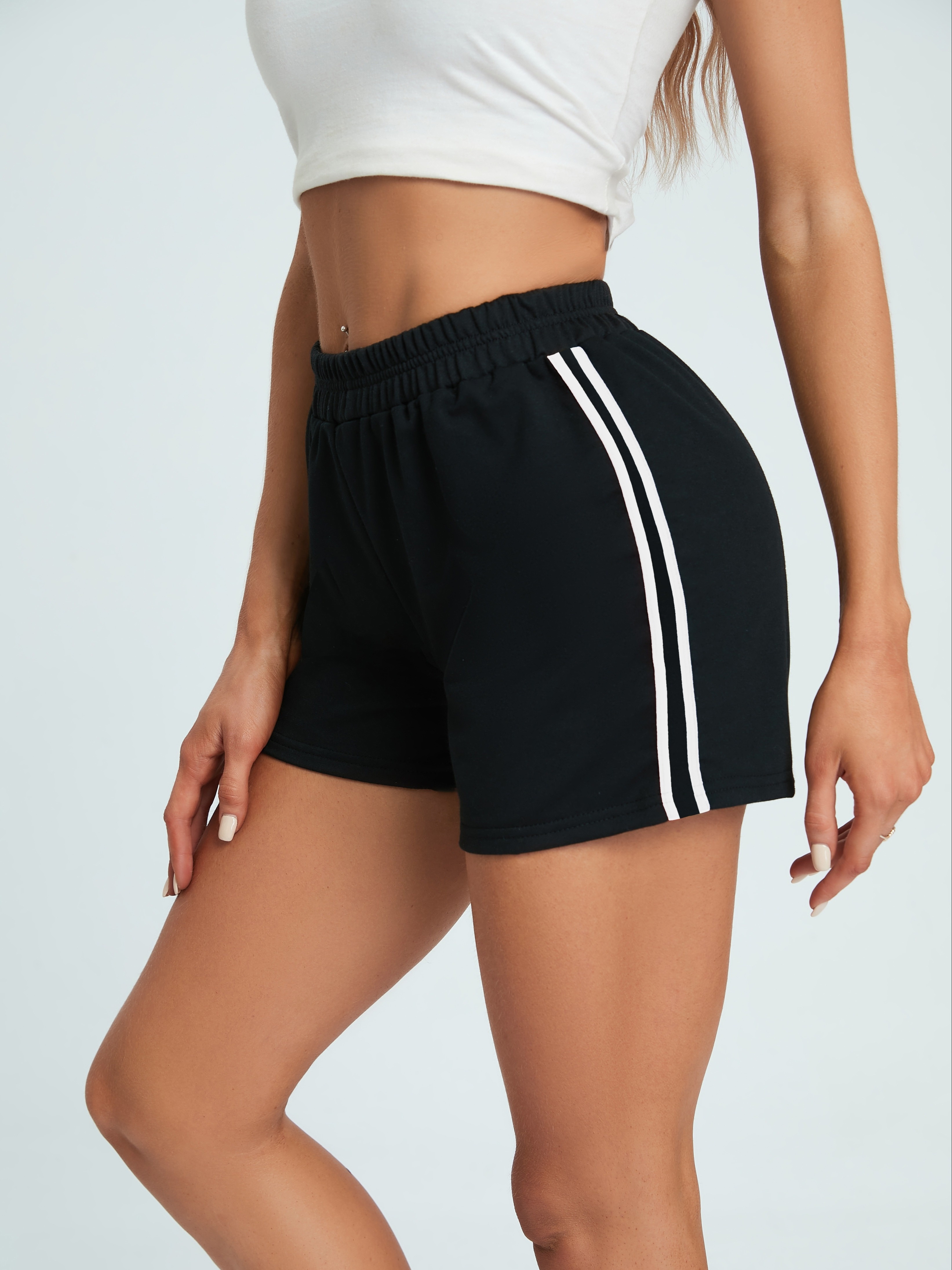 Contrast Trim Shorts Casual Sporty Binding Shorts Women's - Temu