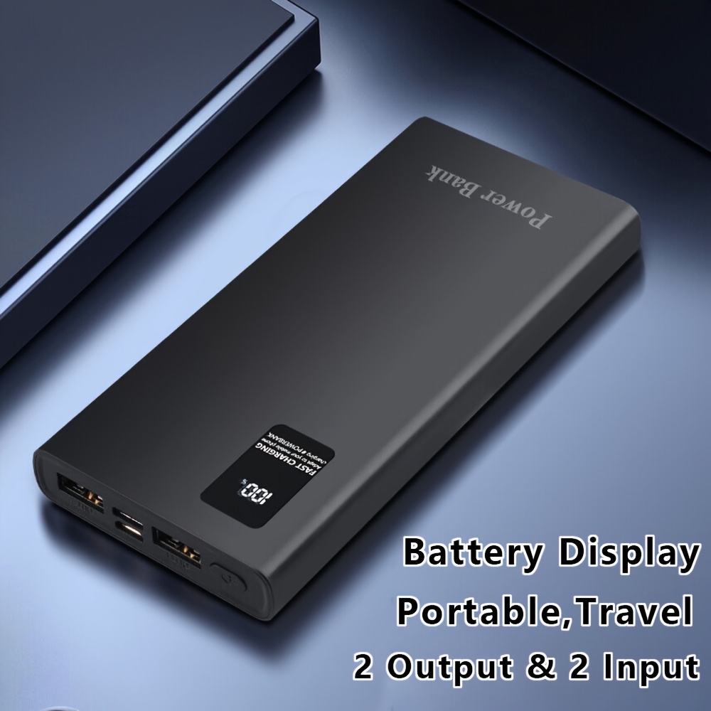 

10000mah Power Bank, Usb Rechargeable Lithium Polymer Battery Pack, Portable External Charger, 2 & 2 , With Battery Display, For Iphone 15/14/13, , Samsung , Travel & Camping