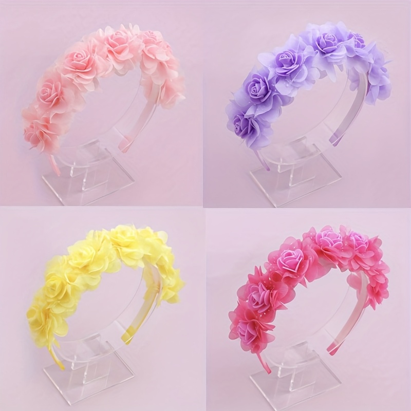 

1pc Floral Headband For Girls - Cute Polyester Flower Hair Accessory, Headwear For Daily & Casual Use, Teens, Ideal For Valentine's Day, Mardi Gras, Ramadan - Woven Mixed Color