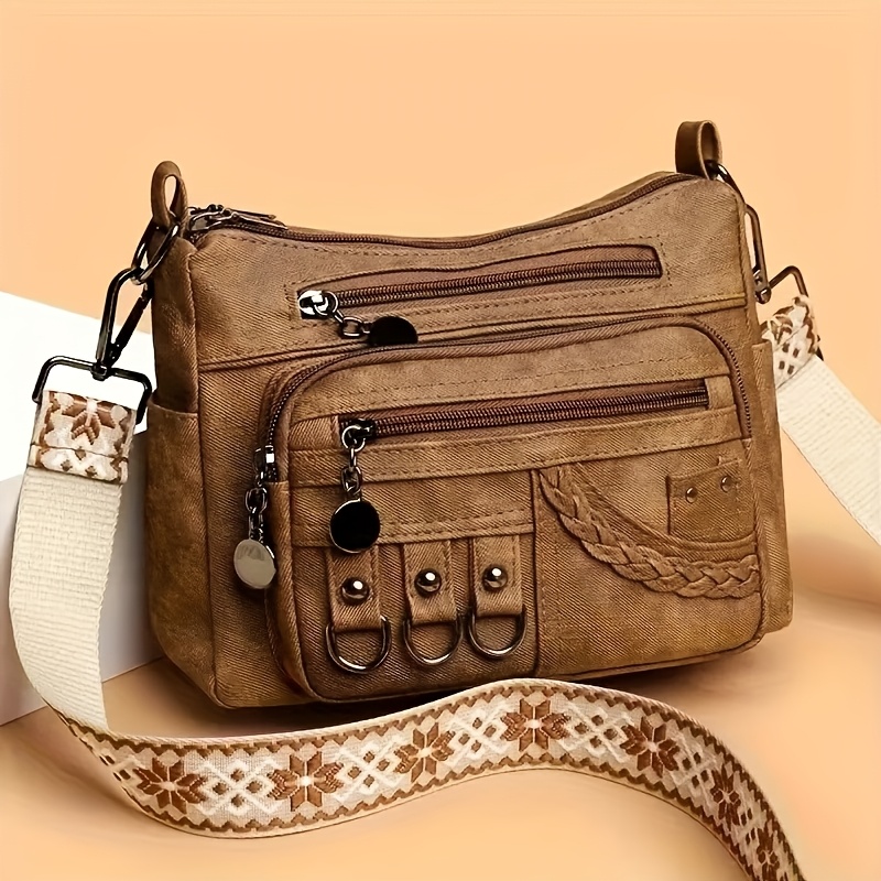 TEMU Nuovo Borsa da Donna Retro Elegante, Borsa a Tracolla Multitasche a , Tracolla Regolabile Allargata, Borsa da Donna per Pendolarismo, Shopping e