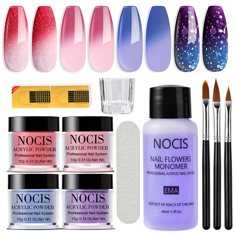 Image of Professional Acrylic Nail Set Acrylic Powder, Monomer Liquid, Nail Brush, Primer & Rhinestone Glue Ideal Acrylic Beginner Kit, Gift For Her