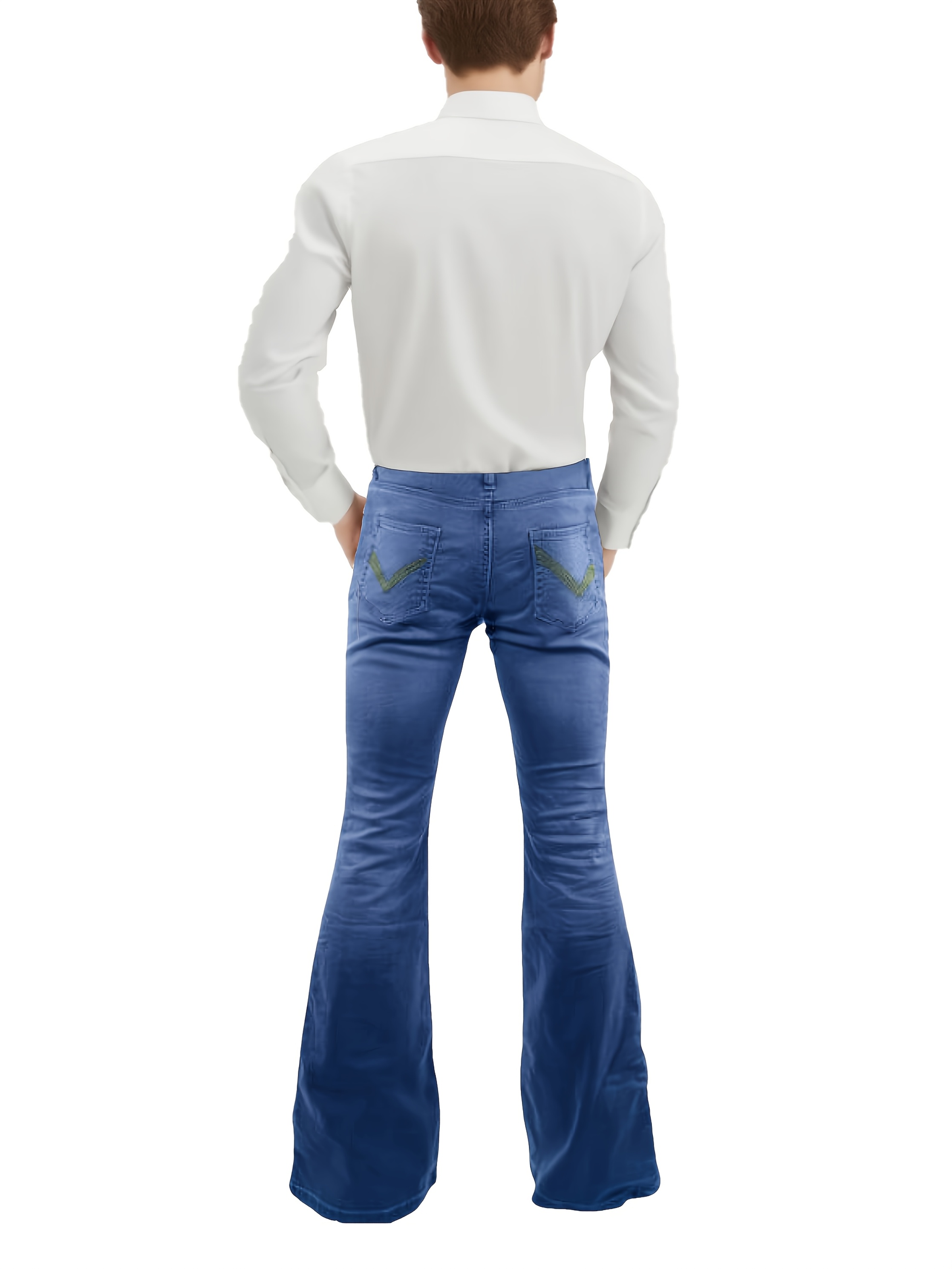 mens vintage 70s flared bell bottom jeans retro disco pants Temu