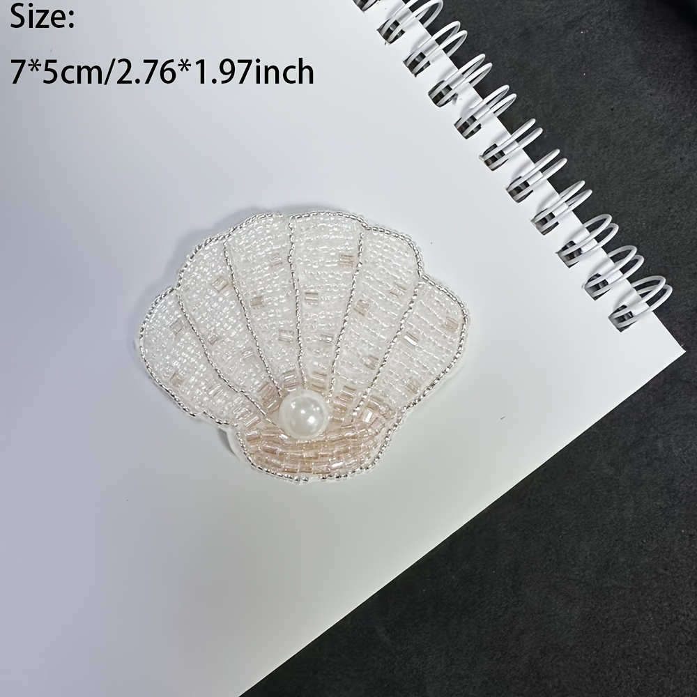 TEMU Single-piece Shell Handmade Three-dimensional Nail Drill Diy Hand-sewn Clothing Accessory Bead String White Green Decoration