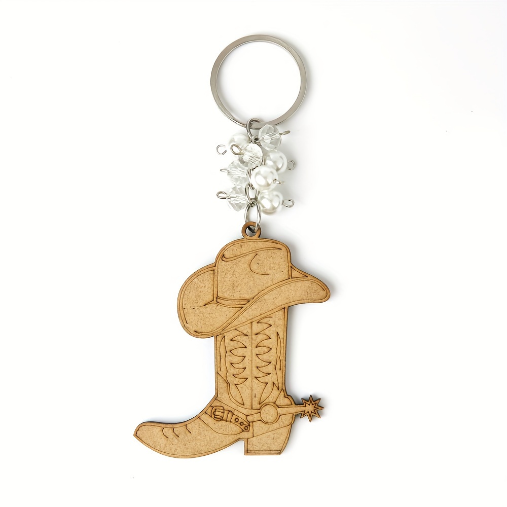 

12 Pcs Baptism Cowboy Boots Hat Wood Boots And Cowboy Hats Keychain First Communion Christening