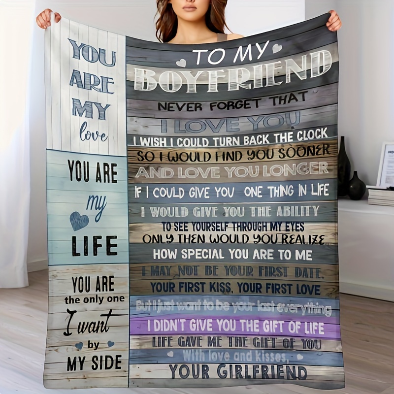 

1pc To My Boyfriend Blanket, Soft Throw Blanket, Gift For My Boyfriend For Anniversary Romantic Gift, For Outdoor Camping Trips