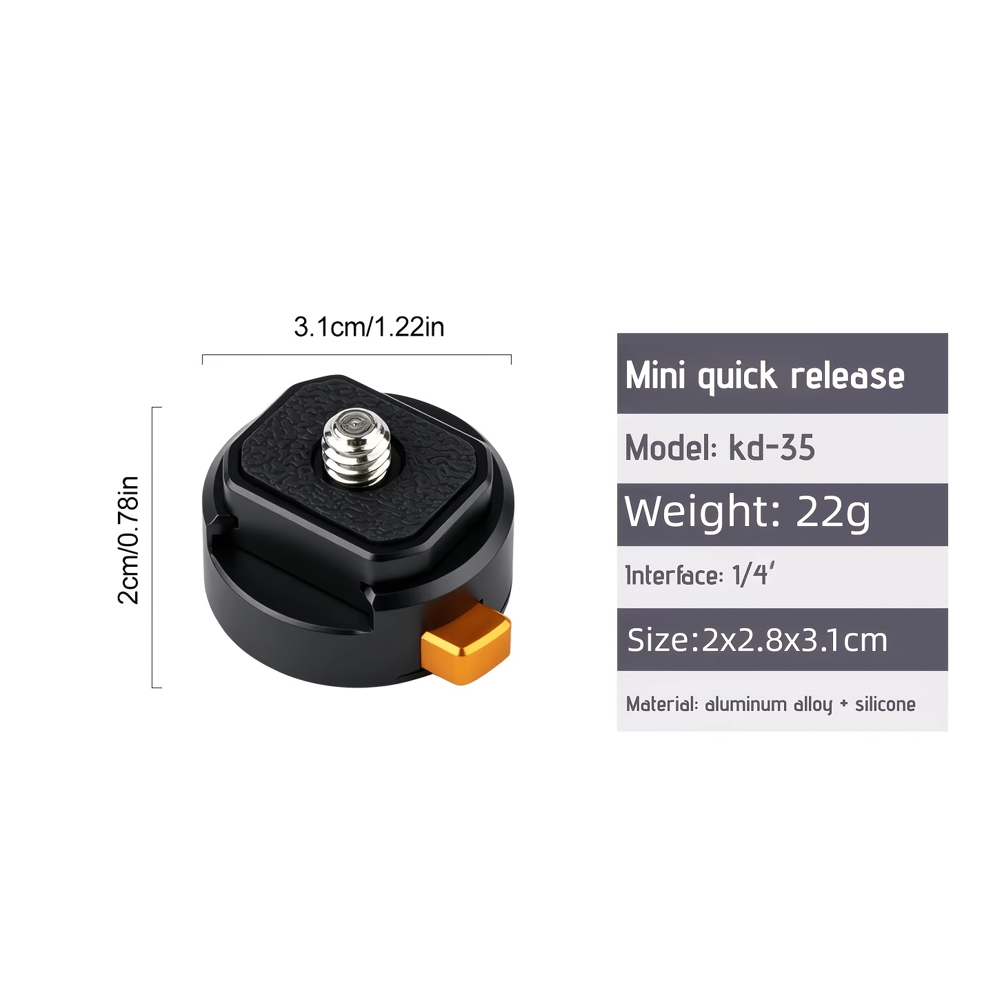 TEMU Plaque de base pour caméra 3 - Plateau à installation rapide avec trous de vis 1/4", compatible avec les accessoires 360 3, système de montage