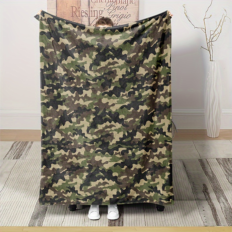 *'s Camouflage Blanket -Style Camo Print Green/Brown/Black/Gray/Beige  Soft Flannel Bedspread for Boys,, s Lightweight for Camping, Hunting, 