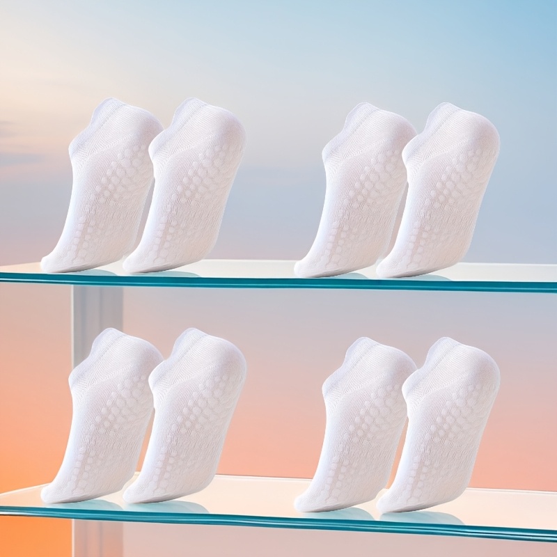 TEMU 4 Paar Damen rutschfeste Silikon-Griff-Socken, knochenlose atmungsaktive dünne Pilates-Socken aus Netzstoff