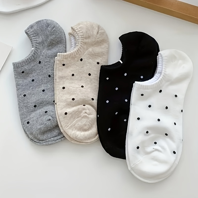 TEMU 4 Pairs Polka Socks, Casual & Low Cut Socks, Women's Stockings & Hosiery