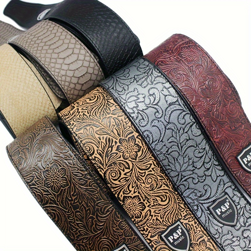 TEMU Adjustable Length Guitar Strap, Pu Leather Strap For Electric Guitar, Acoustic Guitar And Bass 17592901694926
