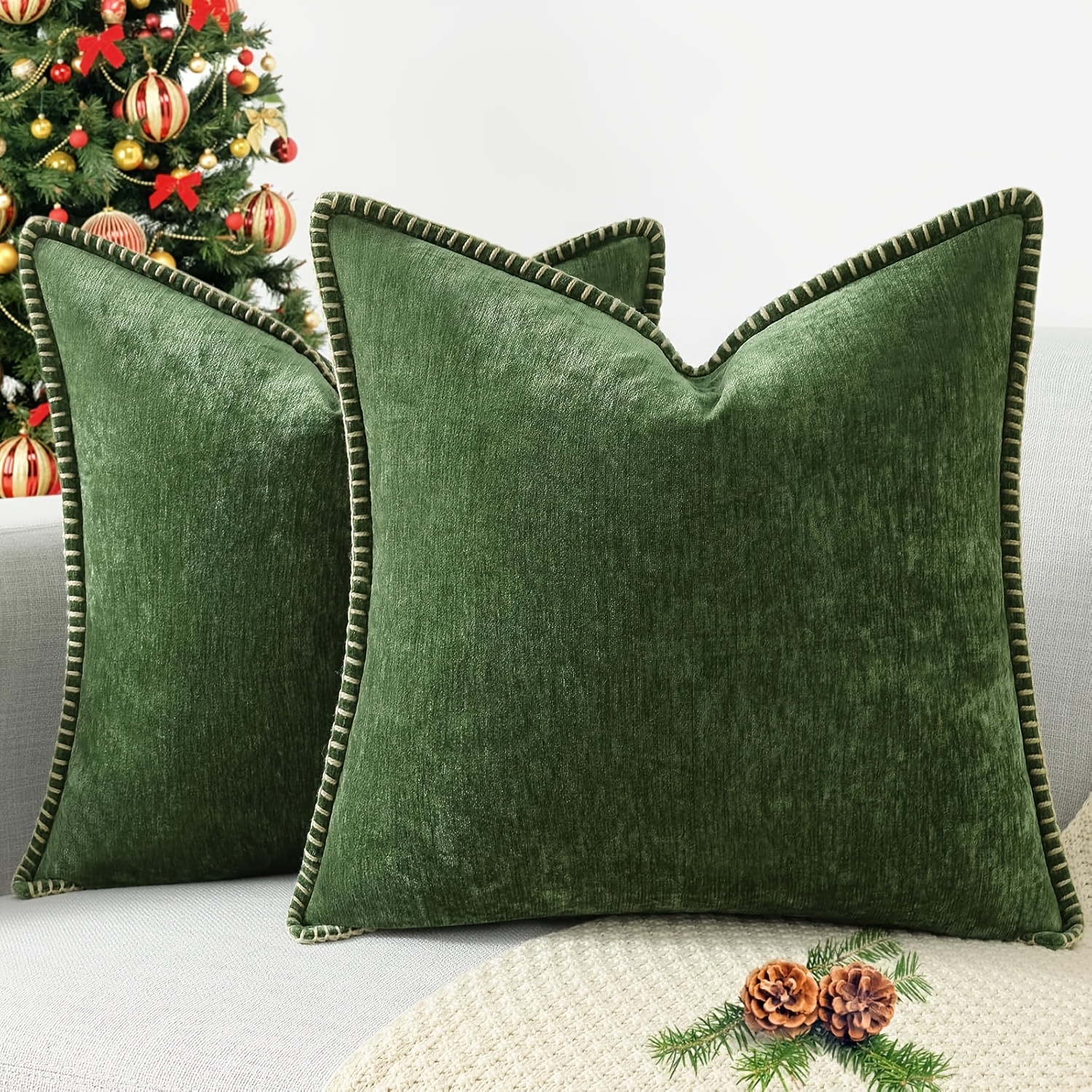 

1pc Rustic Country Chenille Fabric Throw Pillow Cover, Solid Color, , Invisible Zipper, Machine Washable, Single Pack For Home , Sofa