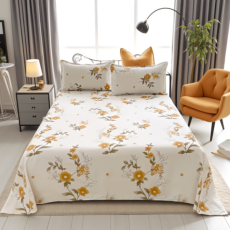 TEMU 1pc Bed Sheet - Soft Brushed Floral Bedspread Suitable For Single/double Beds, Elegant Bed Cover, Care Machine Washable Comforter Layer (no
