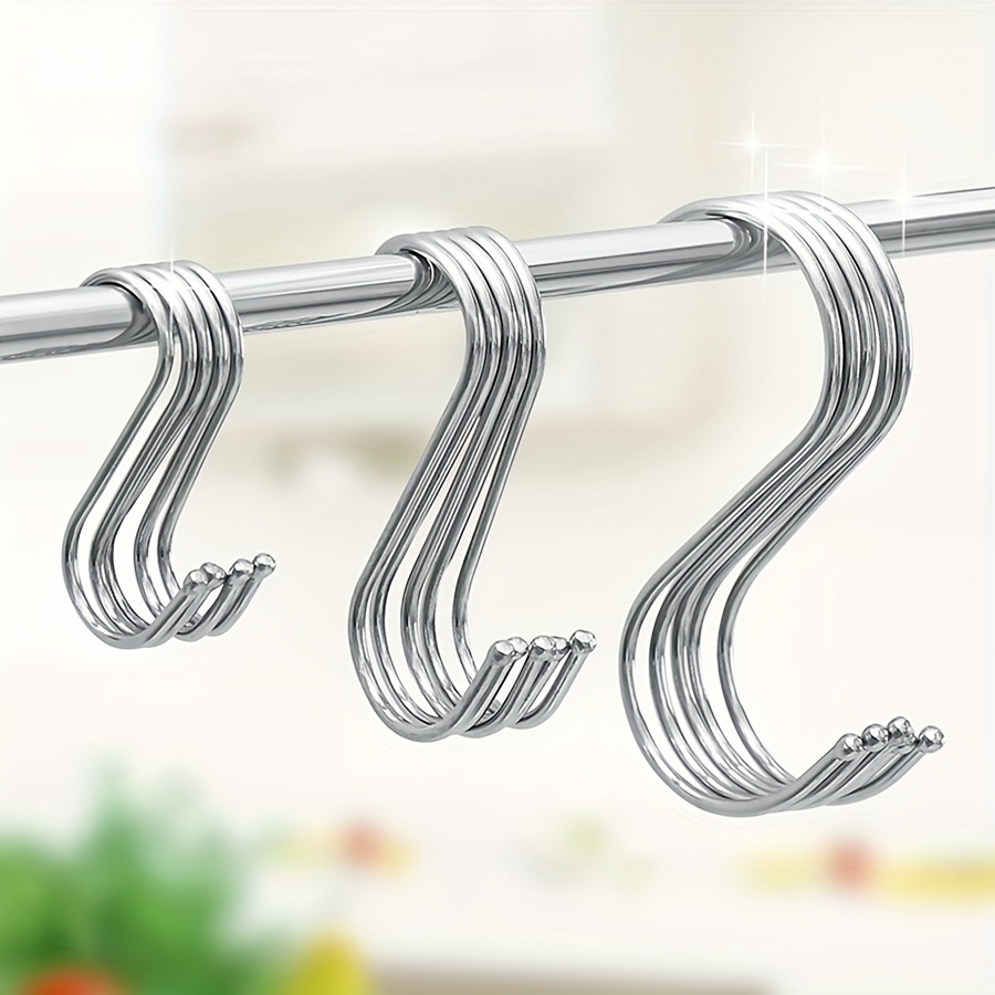 

5pcs Stainless Steel S-hooks, Heavy-duty Metal Hangers For Kitchen, Bathroom, Bedroom, Office, Coat And Hat Storage, , Home Organization Accessories