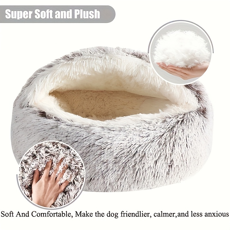 plush round cozy cat house and condo semi enclosed cat bed shell for cats and small   Product details 2