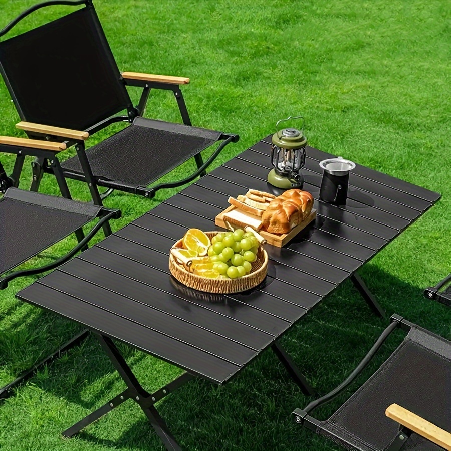 

1pc Portable Folding Table - , Folding, And , Suitable For / Use - For , Parties, , , And Picnics, Of Steel , And .