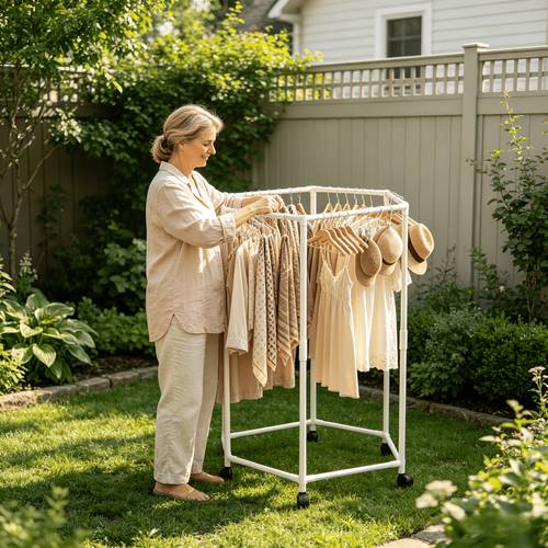 polygonal floor clothes rack thickened metal bracket double layer vertical storage shelf garment display rack for home dorm and balcony drying racks