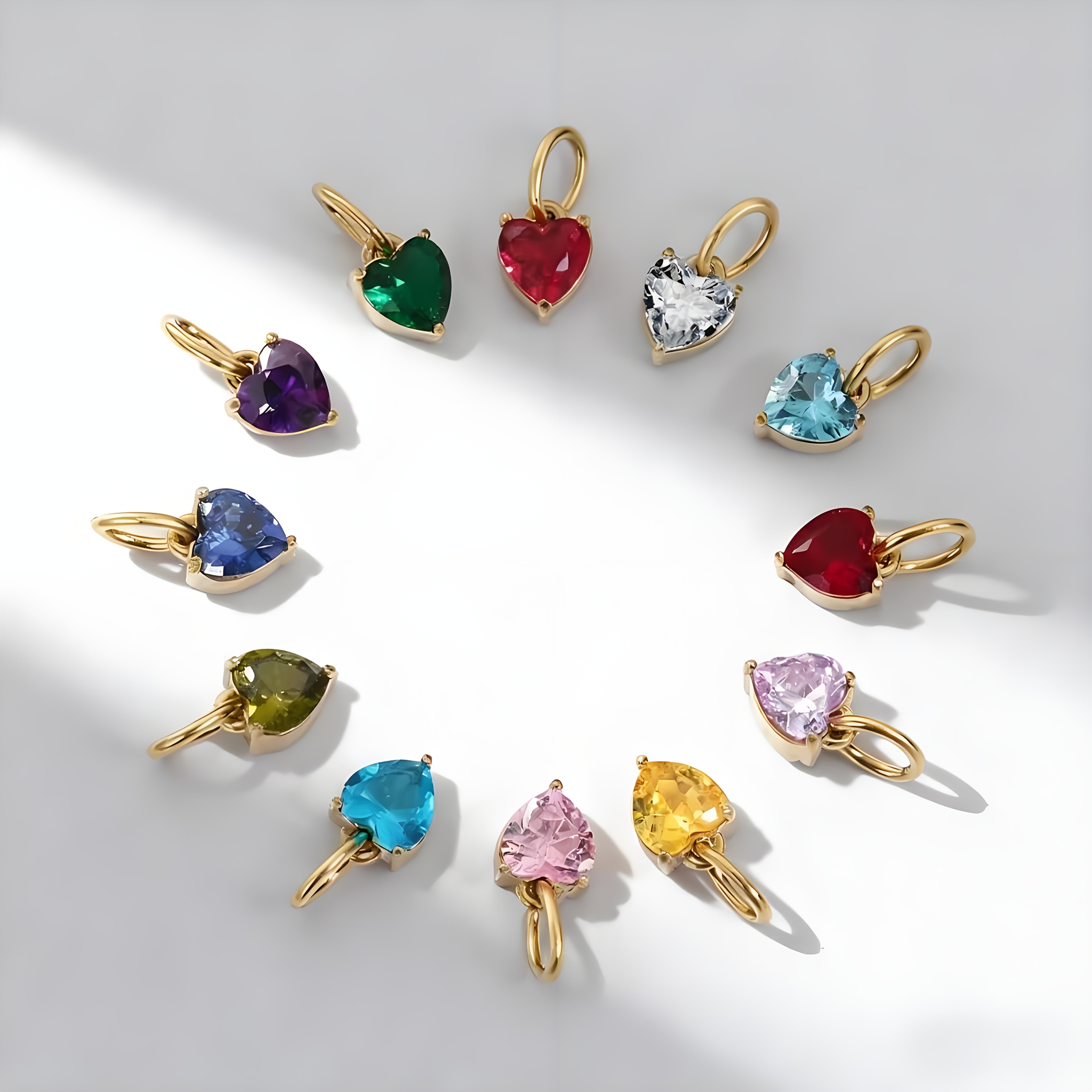 12pcs Elegant Stainless Steel Heart Synthetic Zirconia Pendants for DIY