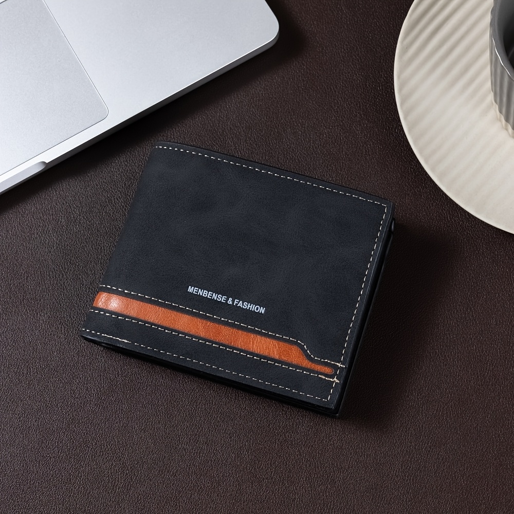 TEMU (40% ) Men's Faux Leather Wallet - Bifold Holder Short Wallet Slim Portable Large Capacity Can Carry Bank Cards, Id Cards, Bus Student Cards