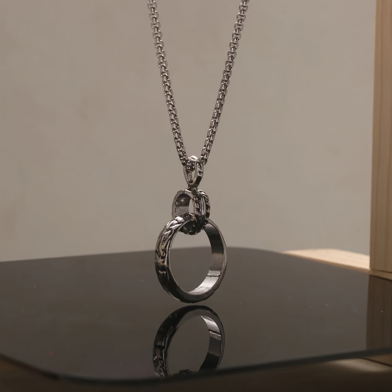 

1pc Transfer Pendant Titanium Steel Necklace, Men Cool Retro Couple Jewelry Gift