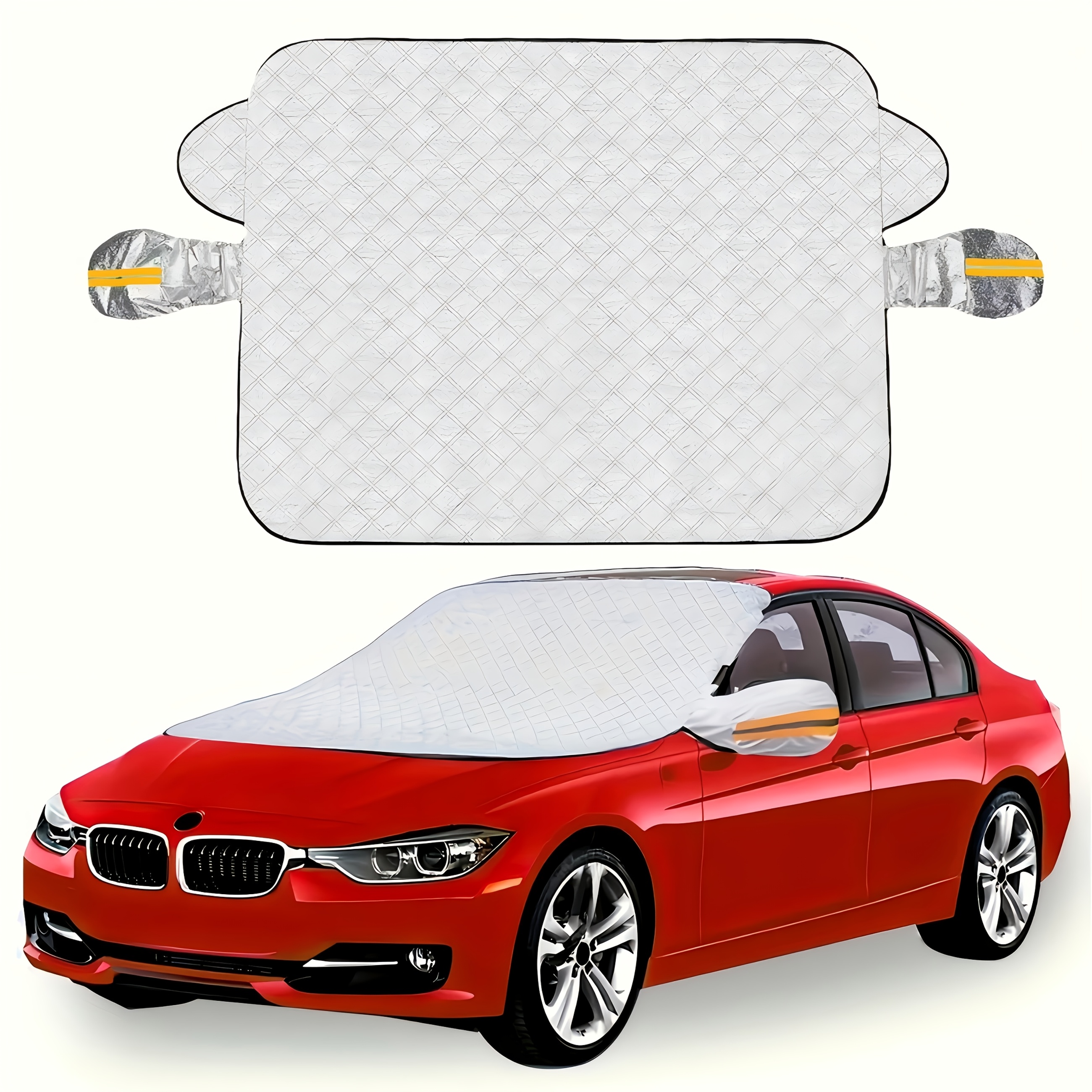 large car snow cover universal for all   featuring a large front protective cover with 9 magnetic fasteners anti theft design snow and frost protection sunshade leaf protection bird   protection   convenient storage   with a non woven fabric storage bag suitable for most vehicle models