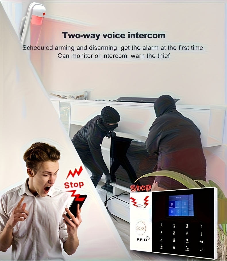 PGST 105 Sistema de Alarma WiFi 4G + Cámara 1080P para Seguridad del Hogar, Sistema Inteligente sin varillas Antirrobo con Notificaciones por SMS, Compatible con Alexa y Google, Control APP para Casa, Apartamento o Fábrica