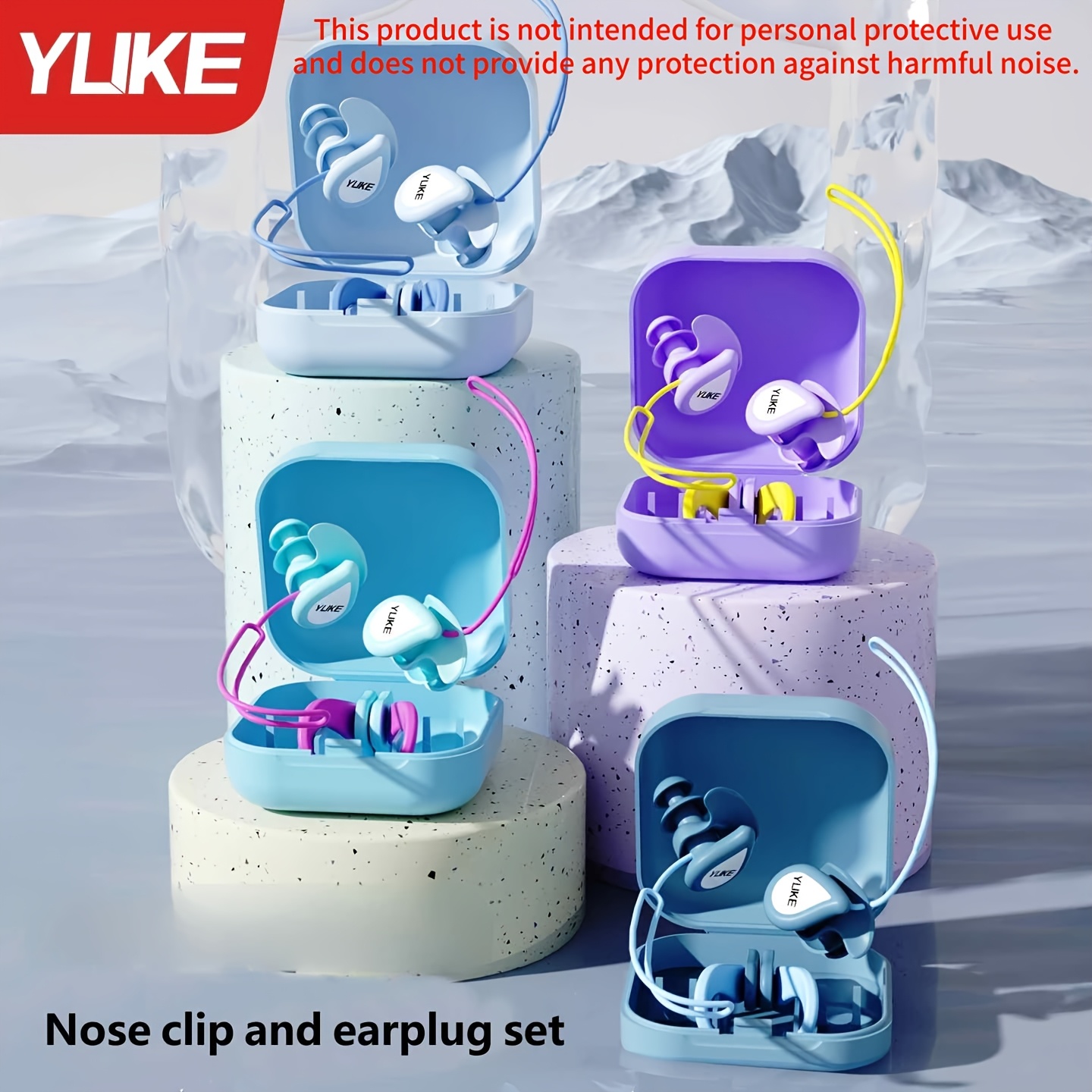 Swimming Earplugs and Nose Clips Set with Storage Box