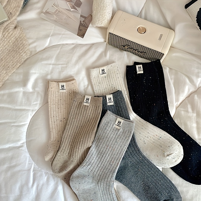 

4pcs Elegant Women's Mid-calf Socks - Soft, Comfortable & For Casual Attire
