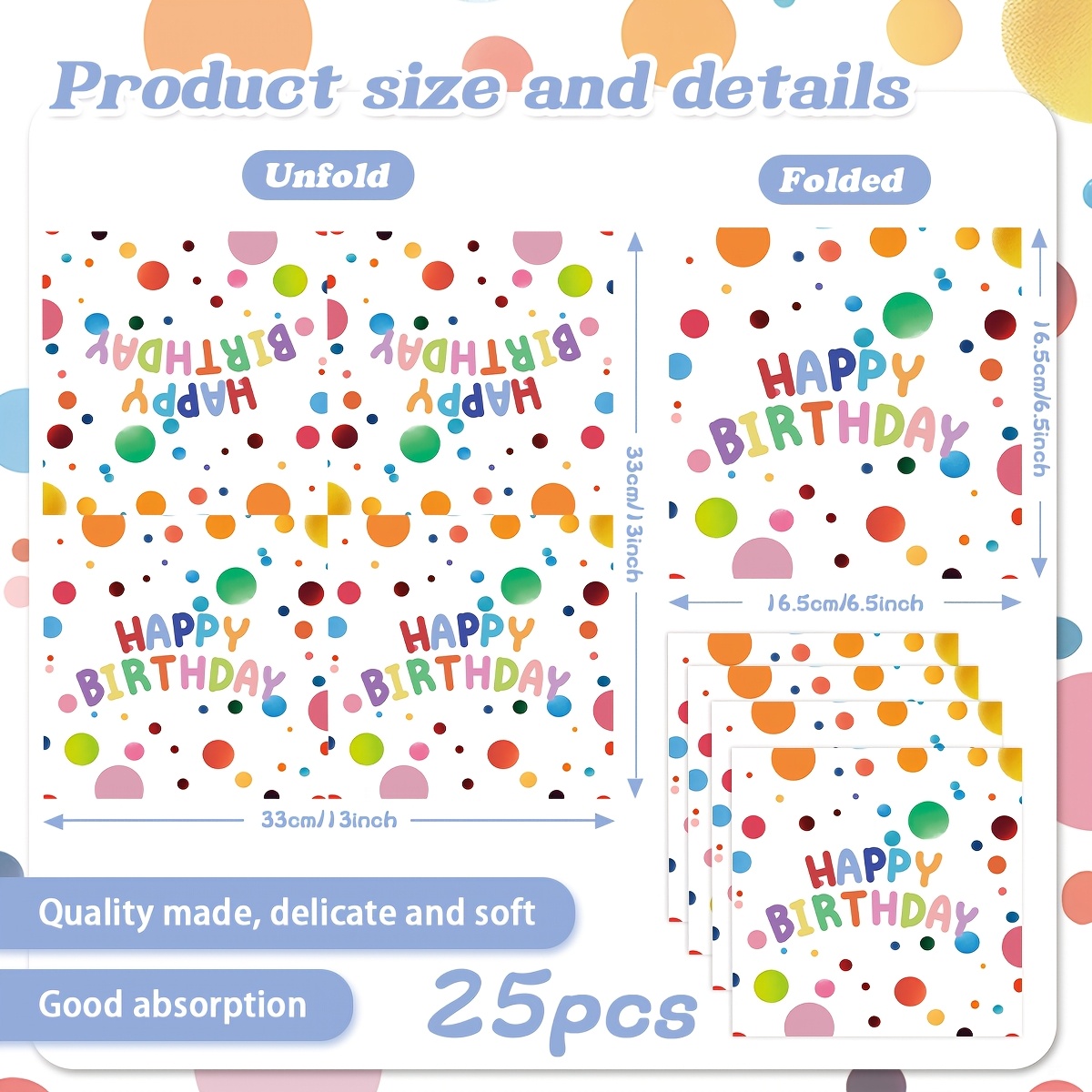 Image of Colorful Polka Dot Birthday Theme Party Disposable Tableware, Dinner Napkins, Lunch Napkins For Party, Birthday Party Table Decorations Valentine,carnival,mardi Gras, Karneval,easter,wedding