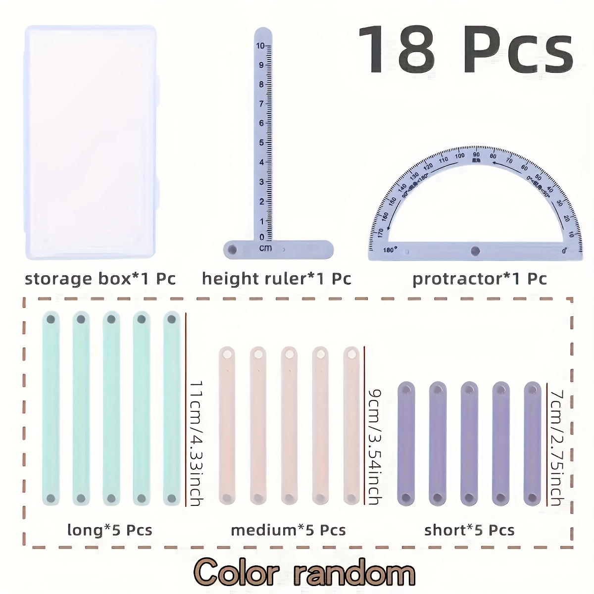 TEMU 18pcs Magnetic Geometric Teaching Aids - Flexible Angle Triangular Splicing Strips & Protractors For Mathematical Shape Exploration, Durable